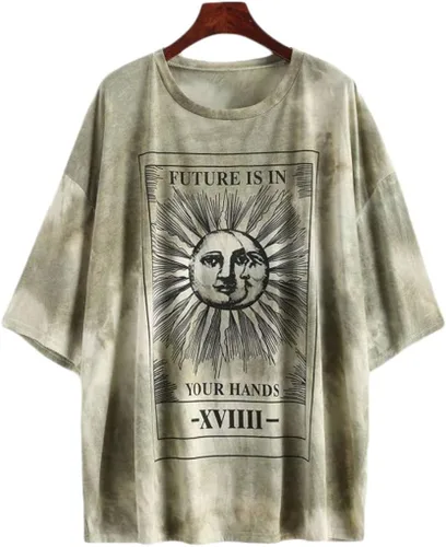Vista 2 de Fenxxxl - Camiseta oversize de cuello redondo para mujer casual para verano