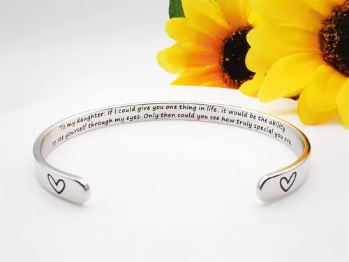 Vista 92 de Pulseras inspiradoras para mujer, joyería de acero inoxidable, con refranes, pulsera motivacional con mensaje oculto, pulseras grabadas para mejor