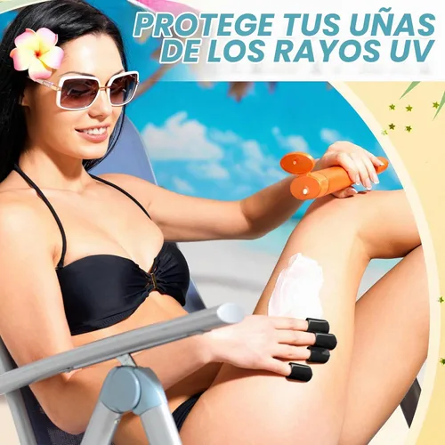 Vista 3 de Loopeer 50 fundas protectoras de uñas para cama de bronceado, protección UV Negro