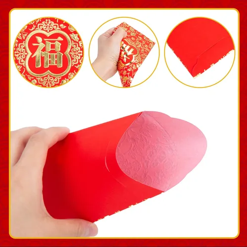 Vista 3 de VGOODALL Sobres rojos de año nuevo chino, paquetes rojos Hong Bao 2026, sobres de regalo de dinero de la suerte para el año lunar chino, festival