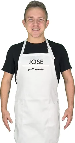 Vista 4 de Delantal de chef personalizado con nombre bordado, delantal de cocina personalizado para hombres y mujeres, delantal de chef para adultos, regalo