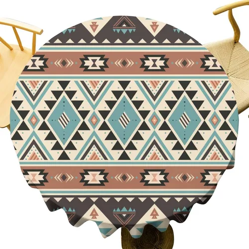 Vista 69 de Mantel azteca suroeste, diseño étnico tribal geométrico, estilo vintage, bohemio, elegante, lavable, para comedor, cocina, granja, fiesta