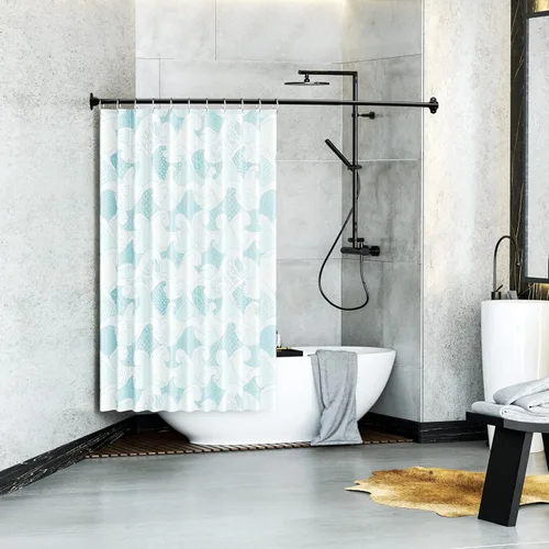 Vista 7 de Mcrbeay Barra de cortina de ducha curvada, ajustable de 40 a 72 pulgadas, barra de ducha curvada extra ancha para baño, barra de ducha a prueba