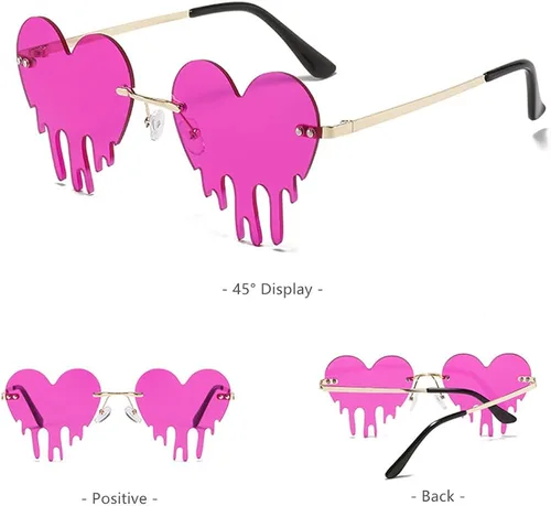 Vista 4 de BAWUYI Lentes de sol con llama de fuego caliente, sin montura, con forma de diablo, para fiesta, graduación, Halloween, accesorios de disfraz