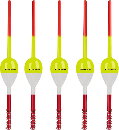 Vista 12 de THKFISH Flotadores de pesca y bobbers flotadores de madera de balsa, bobbers de resorte con bobbers ovalados para peces de panfish crappie, Walleyes