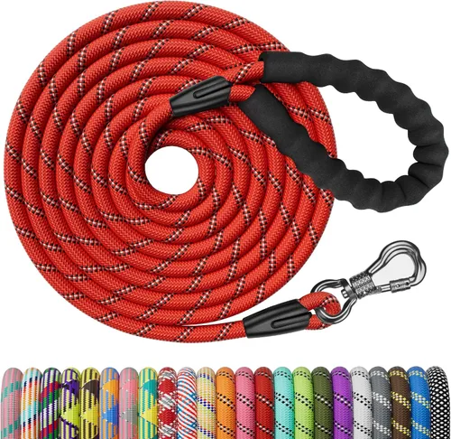 Vista 20 de NTR Correa de perro de 3 pies resistente, Correas de perro de cuerda verde con gancho giratorio y con candado y mango acolchado cómodo, Correa