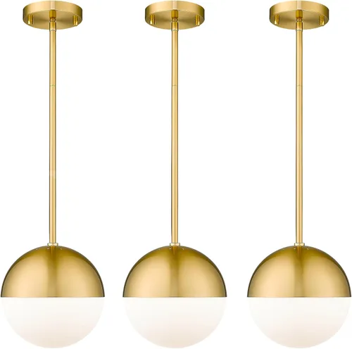 Vista 29 de LMS Lámpara Colgante de Mediados de Siglo de 6 Pulgadas, Lámparas Colgantes de Color Negro Mate con Cristal de Globo Blanco, Lámparas de Techo