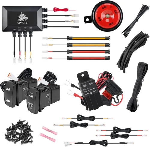 Vista 8 de Roykaw Kit de señal de giro UTV, señal de giro con interruptor de giro de columna y bocina de 110 dB, barra de luz COB mejorada, compatible