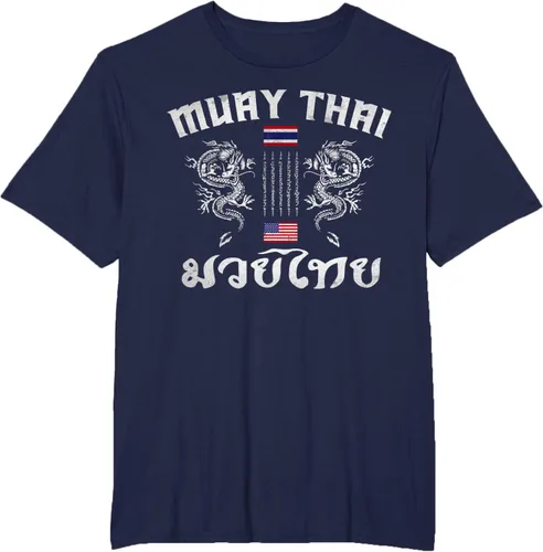 Vista 62 de Camiseta de equipo de entrenamiento de boxeo Muay Thai con bandera estadounidense de Tailandia, Negro, S