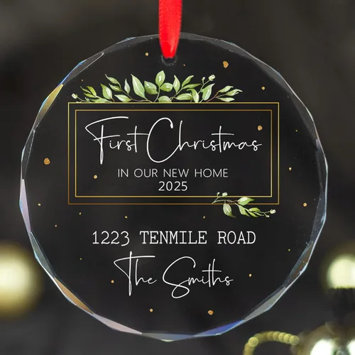 Vista 5 de Adorno personalizado para el nuevo hogar 2025 – Decoración de recuerdo de cristal, primera Navidad en nuestra casa, primer adorno de apartamento