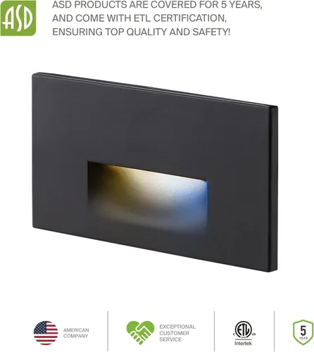 Vista 8 de ASD Lámpara LED Empotrada para Escalones, Iluminación de Peldaños para Escaleras de Exterior e Interior 3CCT, Regulable, Impermeable, Listado ETL