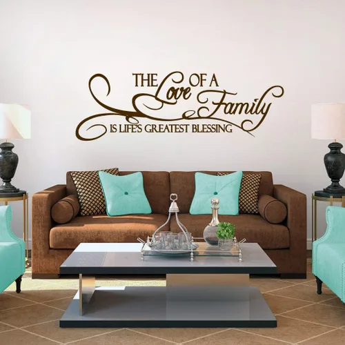 Vista 8 de Vinilo decorativo de pared The Love of A Family, pared de habitación familiar, sala de estar, cita de pared de la familia es la mayor bendición