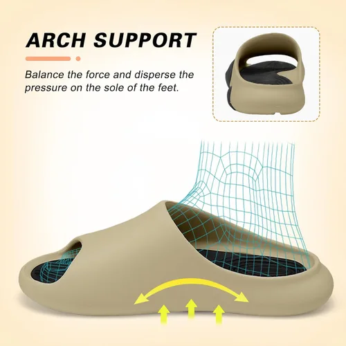 Vista 2 de Besroad Pantuflas de recuperación para hombre y mujer, sandalias de recuperación con soporte de arco, antideslizantes, cojín grueso, reduce