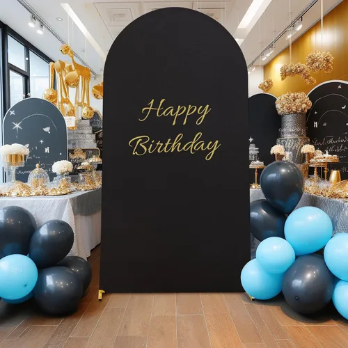 Vista 258 de Baby Blue Arch Backdrop Cover, 6FT Spandex Fitted Wedding Arch Stand Covers Round Top Chiara Backdrop Cover for Birthday Party Ceremony Banquet Azul