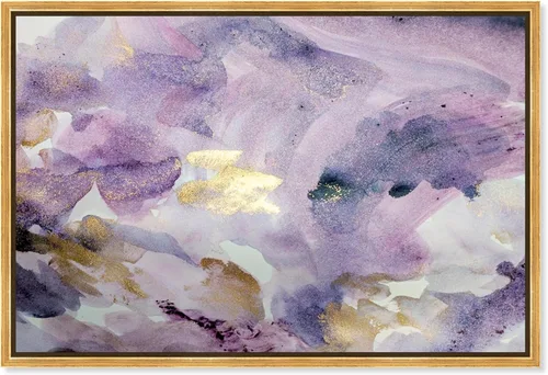 Vista 11 de The Oliver Gal Artist Co. Lienzo enmarcado abstracto para pared, diseño de amatista, acuarela para decoración del hogar, 15 x 10 pulgadas, morado