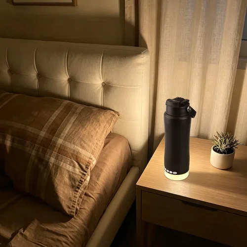 Vista 5 de Stainless Steel Water Bottle with Camping Lantern & Night Light