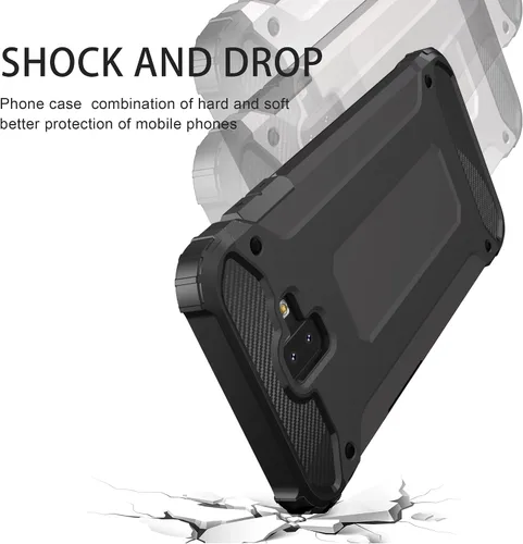 Vista 3 de Asuwish Funda protectora para Samsung Galaxy J6 Plus 2018 con protector de pantalla de vidrio templado y accesorios delgados de doble celda, Gaxaly