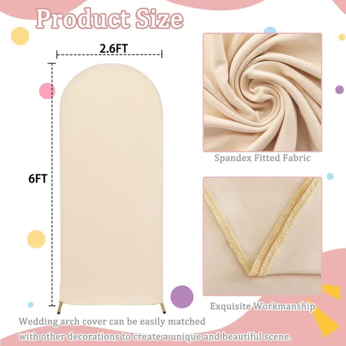 Vista 2 de FOTSHARER Cubierta para arco de boda, cubierta de arco de globo beige de 2.6 x 6 pies, cubiertas de fondo de arco de arco de elastano boho Chiara