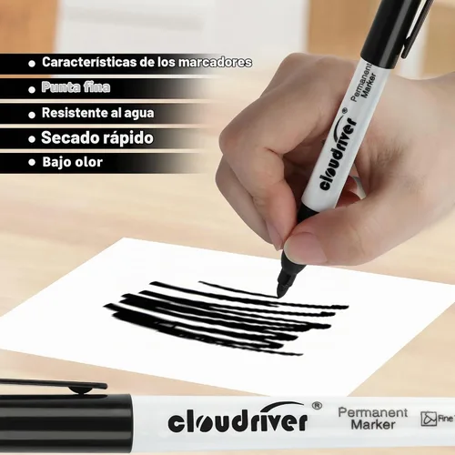 Vista 3 de cloudriver Marcadores permanentes, juego de 148 marcadores permanentes negros, punta fina, marcadores permanentes a granel para trabajar en madera