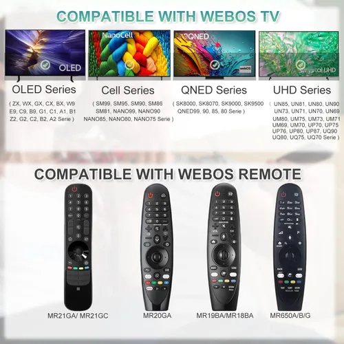 Vista 4 de Mando a distancia Magic Voice de repuesto para LG Smart TV, con función de puntero, compatible con televisores LG QNED, OLED, UHD 4K y 8K webOS