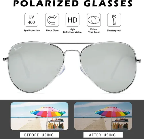 Vista 5 de Pro Acme Classic Polarized Aviator Sunglasses for Women Men, Lightweight Metal Pilot Frame UV400 Protection 58MM