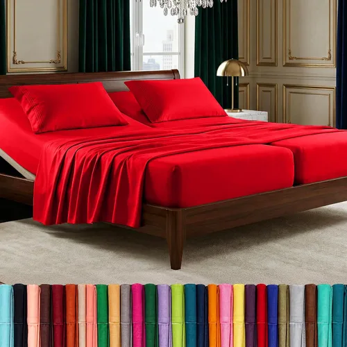 Vista 27 de Elegant Comfort Lujoso juego de sábanas de microfibra de alta calidad 1500 hoteleras bordadas de tres líneas más suaves de 4 piezas, resistente a