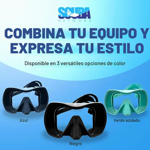 Vista 8 de Mako - Máscara de buceo, máscara de buceo de una sola lente, vidrio templado gran angular para esnórquel, buceo libre y natación, diseño de bajo