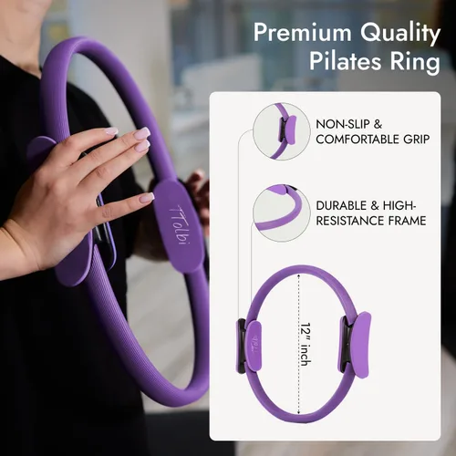 Vista 6 de Pilates Ring and Ball Set with Video Tutorials, 10-in-1 Home Pilates Kit Complete beginner-friendly workout kit for women to tone, strengthen and