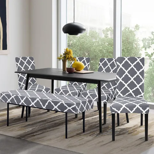 Vista 2 de SearchI Funda para Banco de Comedor, Fundas Largas Elásticas y Lavables para Asiento de Banco, Funda Rectangular para Banco de Mesa de Comedor
