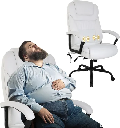 Vista 12 de Silla de oficina grande y alta para personas pesadas, 500 libras, silla de computadora de piel sintética, silla de escritorio de masaje, silla