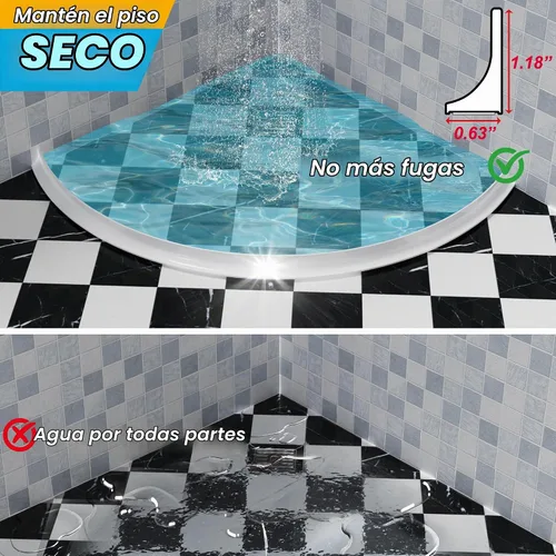 Vista 4 de Umbral de ducha de 39", represa de agua de ducha de silicona, protector de agua de ducha colapsible, sello inferior de puerta de ducha, protector