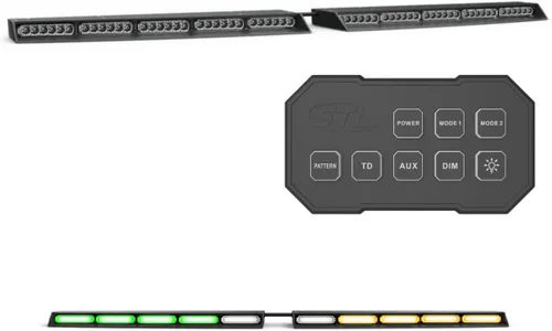 Vista 9 de SpeedTech Lights Raptor Elite TIR - Barra de luz LED estroboscópica para parabrisas superior, con soporte y caja de control, color ámbar/ámbar