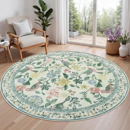 Vista 8 de Rugalia Alfombra de pasillo floral azul, alfombra lavable de 2 x 6 pies para pasillos, antideslizante, suave, de pelo bajo, con flores, pájaros, Rosa
