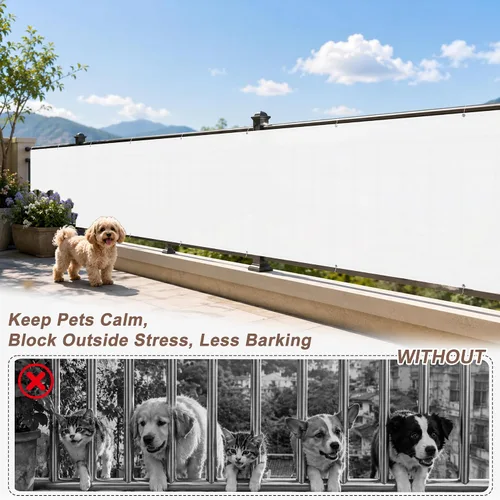 Vista 3 de SUNNY GUARD Pantalla de Privacidad para Balcón Blanca de 2.5'x5', Barandilla de Apartamentos, Pantalla de Viento Resistente para Exteriores Blanco