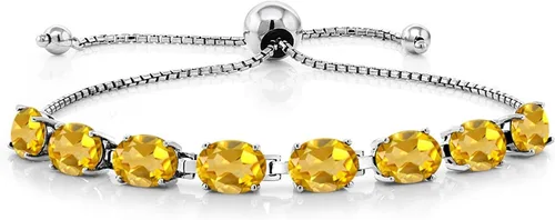 Vista 110 de Gem Stone King Pulsera de plata de ley 925 con piedra natal ovalada de 0.276 x 0.197 in para mujer, totalmente ajustable hasta 9 pulgadas