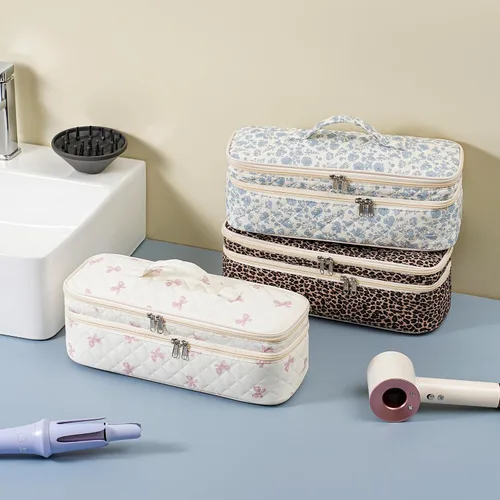Vista 9 de Bolsa de viaje de herramientas para el cabello de doble capa para Leopardo marrón
