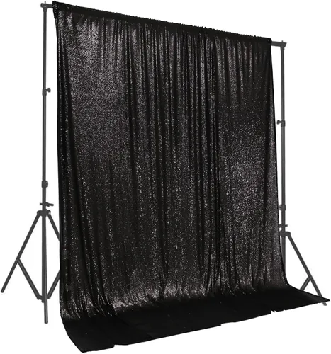 Vista 44 de PartyDelight Cortinas de Fondo de Lentejuelas 2 Paneles Negro 5 Pies x 10 Pies Telón de Fondo para Fotografía Cortina de Boda Eventos Especiales