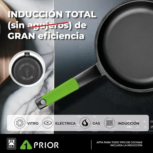 Vista 3 de BRA Braisogona Prior - Sartén de aluminio fundido con revestimiento antiadherente Teflon® Innovations 8.7 in, color negro