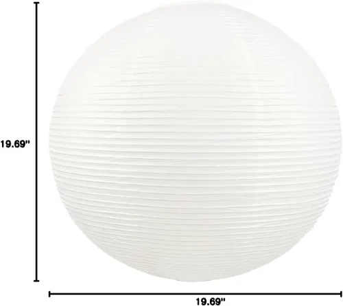 Vista 10 de Faroles de papel redondos blancos de 19.68 pulgadas, lámpara colgante de linterna de papel china/japonesa, pantalla grande para decoración