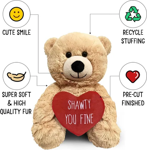 Vista 5 de Witty Enterprise Shawty You Fine - Oso de peluche de 10 pulgadas - Regalos para parejas para él - Divertido animal de peluche para novia, novio