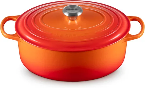 Vista 54 de Le Creuset - Olla holandés redonda con tapa de cocina, hecha de hierro fundido esmaltado, 6.75 cuartos de galón, color alcachofa, colección signature