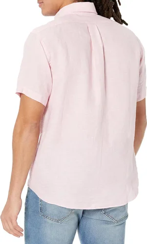 Vista 2 de Brooks Brothers Men's Short Sleeve Button Down Linen Sport Shirt, Solid