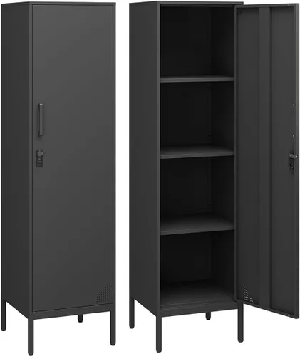 Vista 11 de Steehoom Armario de almacenamiento de metal con cerradura, armario con cerradura de 4 niveles, taquillas para empleados, vestuario, hogar, oficina