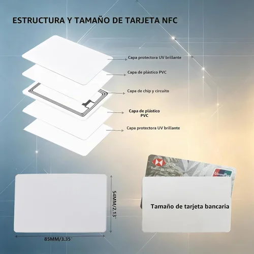 Vista 2 de 20pcs NXP NTAG215 Chip blanco NFC tarjetas, cinta imprimible y programable