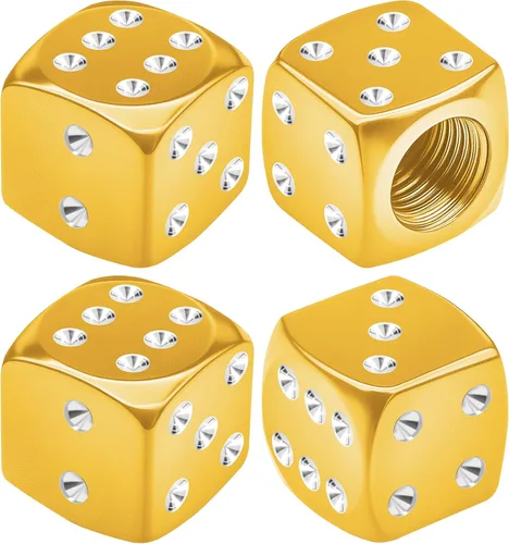 Vista 14 de 4 tapas de vástago de válvula de neumático estilo dado, tapas de neumáticos de automóvil, cubiertas de válvula de rueda de aleación de aluminio