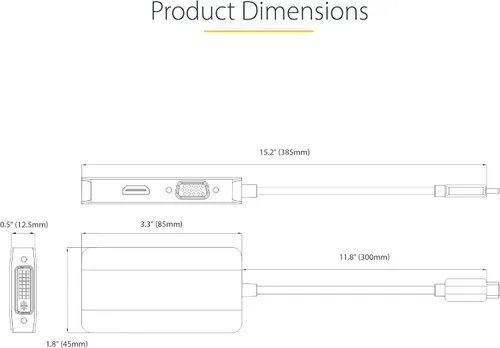 Vista 4 de StarTech Adaptador USB-C a HDMI/DVI/VGA, 4K 60Hz (118-USBC-HDMI-VGADVI)