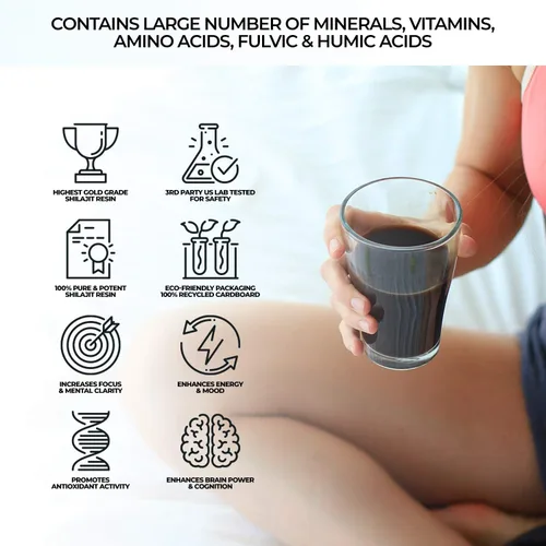 Vista 3 de NATURAL SHILAJIT Resina (0.71 oz) – Altai Shilajit genuino para hombres y mujeres, complejo bioactivo verificado por DBP, minerales traza