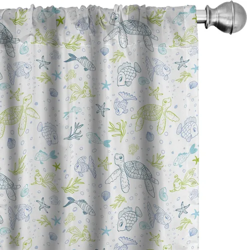 Vista 48 de Lunarable Cortinas para ventana para mascotas, divertidos personajes de gatos, estilo artístico, gatitos juguetones, animales peludos, decoración