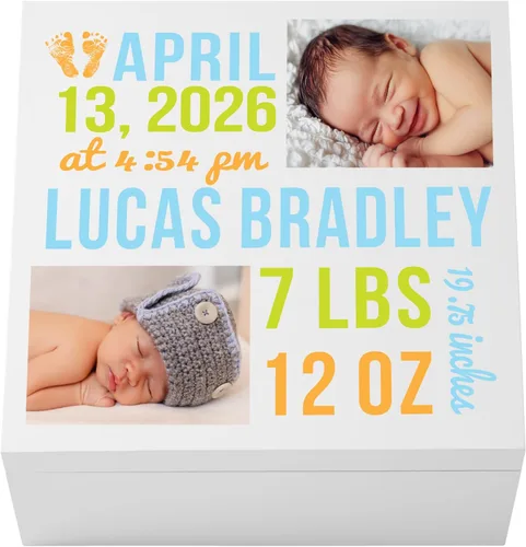 Vista 11 de Let's Make Memories Caja de recuerdos personalizada para recién nacido, almacenamiento de recuerdos, caja de recuerdos, decoración de guardería, 6