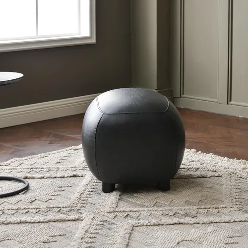 Vista 5 de KINWELL Otomana tapizada de piel sintética de 23 pulgadas de ancho, reposapiés moderno de mediados de siglo con asiento acolchado suave, reposapiés